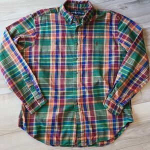 Ralph Lauren Men's Classic Fit Button Up Collared Plaid Shirt sz XL